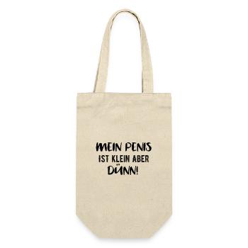 Mein Penis ist klein aber dünn - Geschenkbeutel für Flaschen - Natur - Vorne