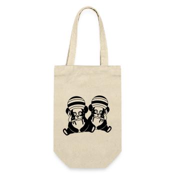 coole 2 panda freunde team paar baer raggae joint - Geschenkbeutel für Flaschen - Natur - Vorne