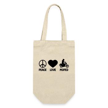 Moped Mofa - Peace Love - Geschenkbeutel für Flaschen - Natur - Vorne