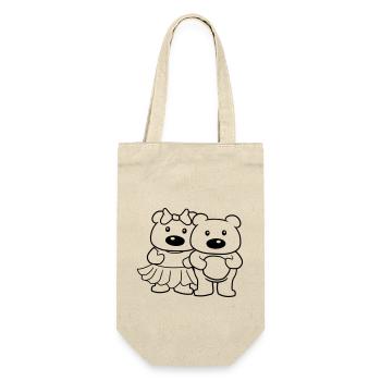 paerchen baer paar liebe 2 freunde team mann maedc - Geschenkbeutel für Flaschen - Natur - Vorne