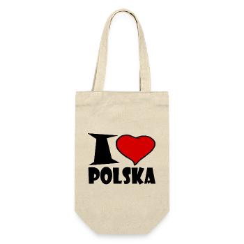 I Love Polska - Ich Liebe polen - Geschenkbeutel für Flaschen - Natur - Vorne