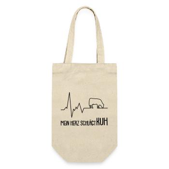 mein herz schlägt kuh - Geschenkbeutel für Flaschen - Natur - Vorne