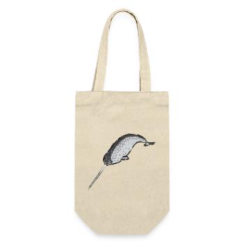Narwal / Narwhal Design I - Geschenkbeutel für Flaschen - Natur - Vorne