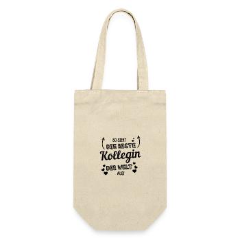 So sieht die beste Kollegin der Welt aus! - Geschenkbeutel für Flaschen - Natur - Vorne