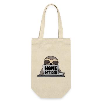 Homeoffice Büro Faultier Computer Homeofficer - Geschenkbeutel für Flaschen - Natur - Vorne