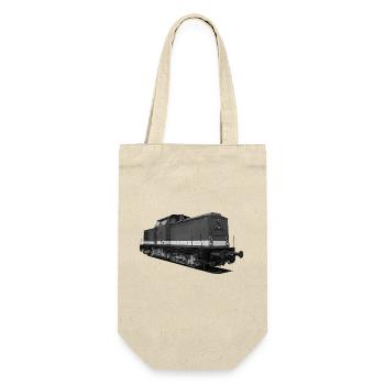 Lokomotive V 100 Diesel Deutsche Reichsbahn DDR - Geschenkbeutel für Flaschen - Natur - Vorne