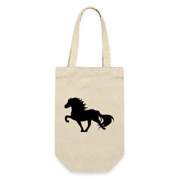 Tölter-Silhouette – Islandpferd I - Geschenkbeutel für Flaschen - Natur - Vorne