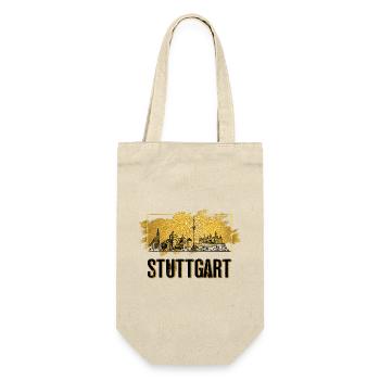 Stuttgart Deutschland Stadt Skyline Heimat Gold - Geschenkbeutel für Flaschen - Natur - Vorne
