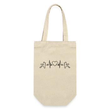 Handball EKG Handballspieler Handballer Herzschlag - Geschenkbeutel für Flaschen - Natur - Vorne