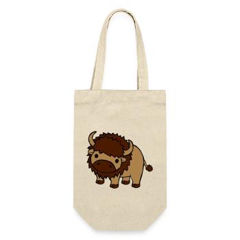 Süßes großes Bison - Geschenkbeutel für Flaschen - Natur - Vorne
