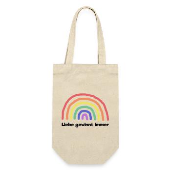 Regenbogen Liebe Statement Freiheit Frieden - Geschenkbeutel für Flaschen - Natur - Vorne
