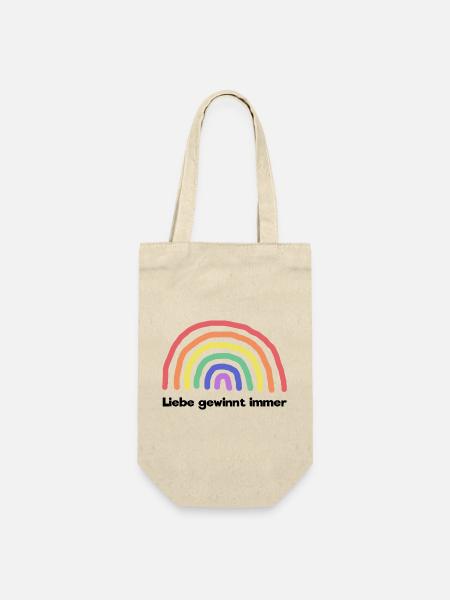 Regenbogen Liebe Statement Freiheit Frieden - Geschenkbeutel für Flaschen - Natur