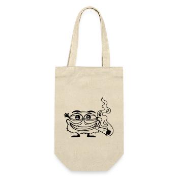 Hanf rauchendes lustiges Monster - Geschenkbeutel für Flaschen - Natur - Vorne