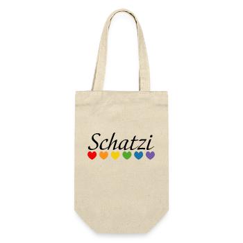Regenbogenherz Schatzi LGBT lgbtqi queer - Geschenkbeutel für Flaschen - Natur - Vorne