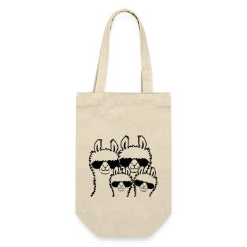 2 Children Lama Family - Gift Bag for Bottles - nature - Front