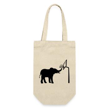 Sport Basketball spielender Elefant - Geschenkbeutel für Flaschen - Natur - Vorne