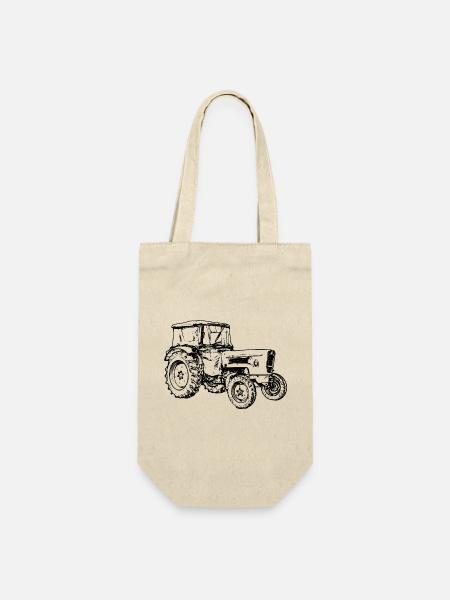 Traktor - Geschenkbeutel für Flaschen - Natur