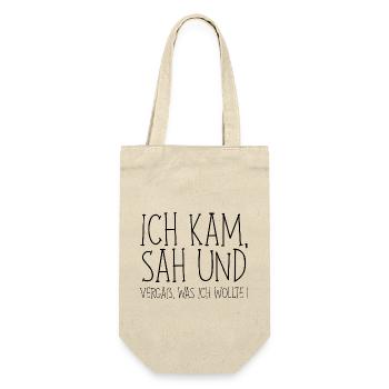 Ich kam, sah und vergaß was ich wollte. - Geschenkbeutel für Flaschen - Natur - Vorne