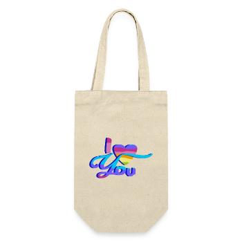 Ich Liebe Dich - Regenbogen - Geschenkbeutel für Flaschen - Natur - Vorne