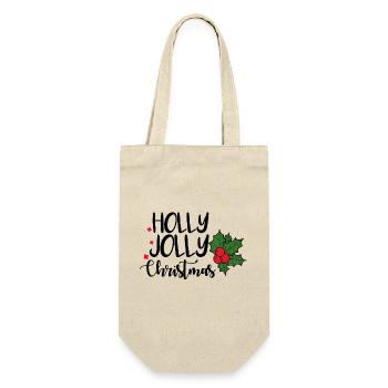 Holly Jolly Weihnachten - Geschenkbeutel für Flaschen - Natur - Vorne