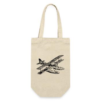 Vintage Einmotoriges Wasserflugzeug Retro Style - Geschenkbeutel für Flaschen - Natur - Vorne