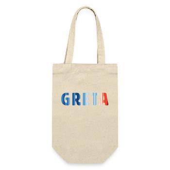 Greta | Warming Stripes - Geschenkbeutel für Flaschen - Natur - Vorne