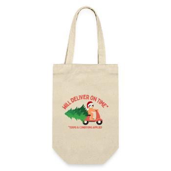 Sloth Will Deliver Christmas Tree On Time - Gift Bag for Bottles - nature - Front