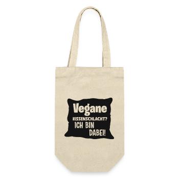 Vegane Kissenschlacht? Ich bin dabei! - Geschenkbeutel für Flaschen - Natur - Vorne