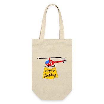 Helicopter Happy Birthday 4 - Gift Bag for Bottles - nature - Front