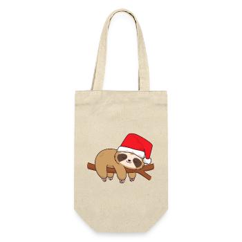Faultier schlafend am Ast Xmas Weihachten Nikolaus - Geschenkbeutel für Flaschen - Natur - Vorne