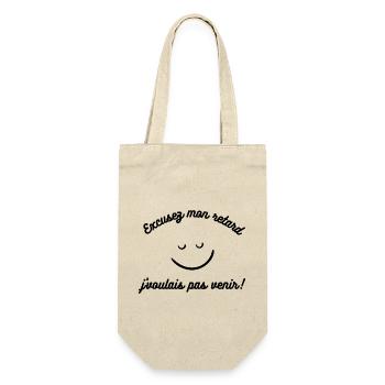 Excusez mon retard j voulais pas venir - Sac à bouteille - nature - Devant