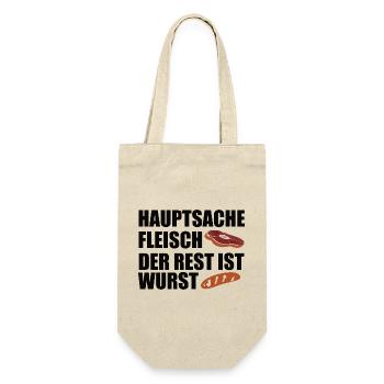 Hauptsache Fleisch der Rest ist Wurst - Geschenkbeutel für Flaschen - Natur - Vorne