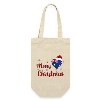 Merry Christmas Australia - Geschenkbeutel für Flaschen - Natur - Vorne