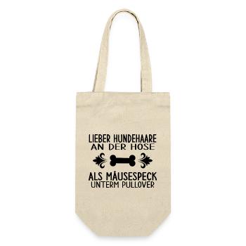 Hund "lieber Hundehaare als Mäusespeck" Hundeliebe - Geschenkbeutel für Flaschen - Natur - Vorne