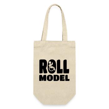 Jeder Rollstuhlfahrer ist ein Vorbild * - Geschenkbeutel für Flaschen - Natur - Vorne
