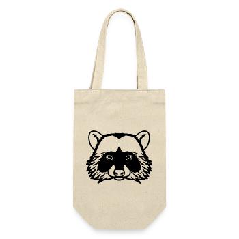 Waschbär schwarz - Geschenkbeutel für Flaschen - Natur - Vorne