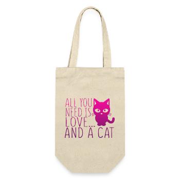 All You Need is Love and a Cat T-Shirt + MORE! - Gift Bag for Bottles - nature - Front