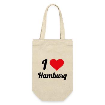 I Love Hamburg - Geschenkbeutel für Flaschen - Natur - Vorne