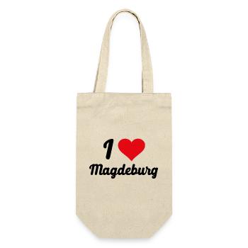 I Love Magdeburg - Geschenkbeutel für Flaschen - Natur - Vorne