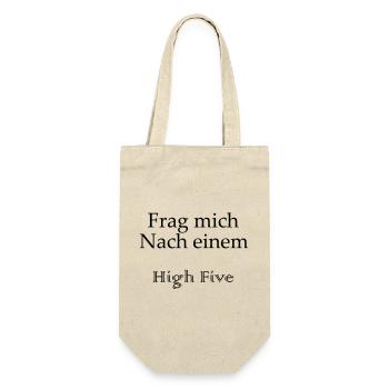 High Five - Schriftzug - Geschenkbeutel für Flaschen - Natur - Vorne