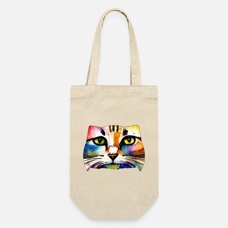 Katzengesicht 7 - Geschenkbeutel für Flaschen - Natur