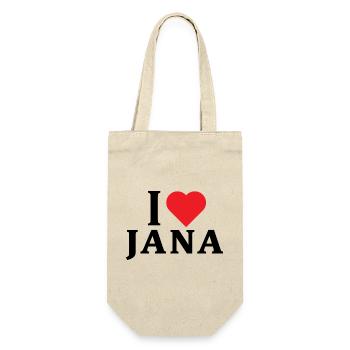 T-Shirt I love Jana T-Shirt Geschenkidee - Geschenkbeutel für Flaschen - Natur - Vorne