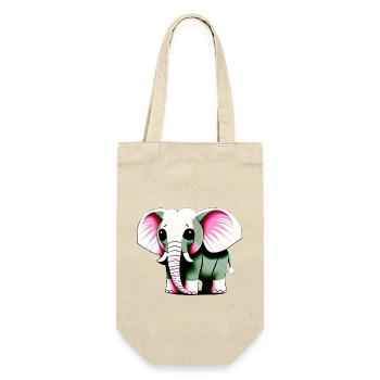 Kleiner Elefant Cartoon niedlich Liebe Abenteuer 6 - Geschenkbeutel für Flaschen - Natur - Vorne