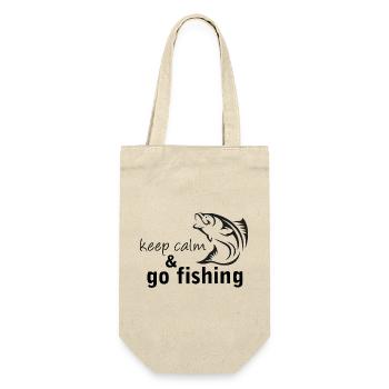 keep calm & go fishing - Geschenkbeutel für Flaschen - Natur - Vorne