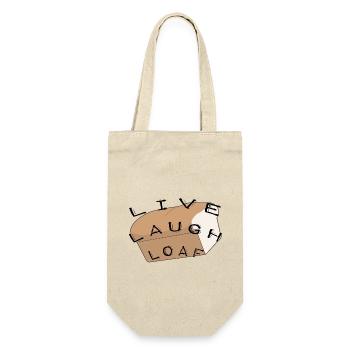 Live laugh loaf witziger Spruch Brot und Nacken - Geschenkbeutel für Flaschen - Natur - Vorne