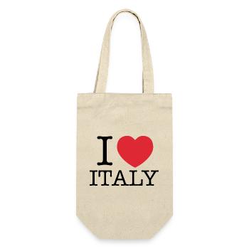 Ich liebe Italien | Ich liebe Italia | I Herz Italien - Geschenkbeutel für Flaschen - Natur - Vorne