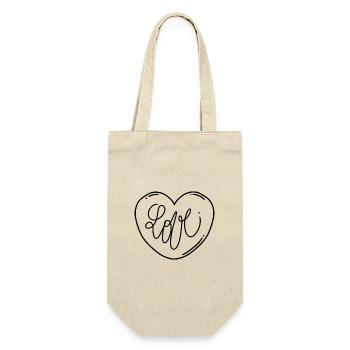 Liebe mein Herz - Geschenkbeutel für Flaschen - Natur - Vorne