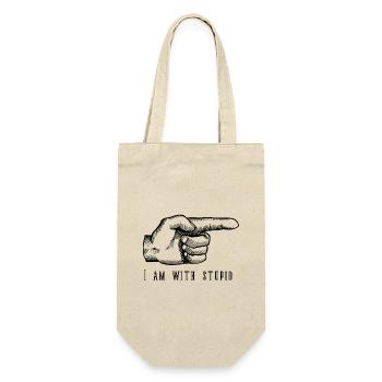 i am with stupid - Geschenkbeutel für Flaschen - Natur - Vorne