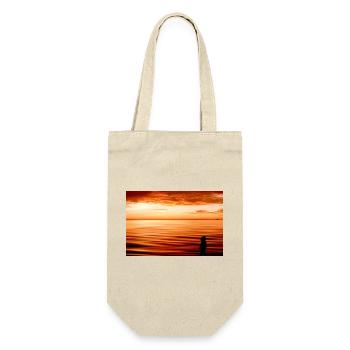silhouette on the beach at sunset - Gift Bag for Bottles - nature - Front