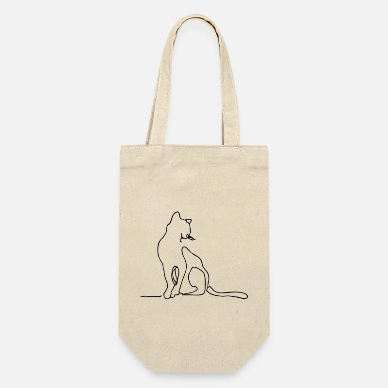 Sedentary cat, minimalist line illustration - Gift Bag for Bottles - nature